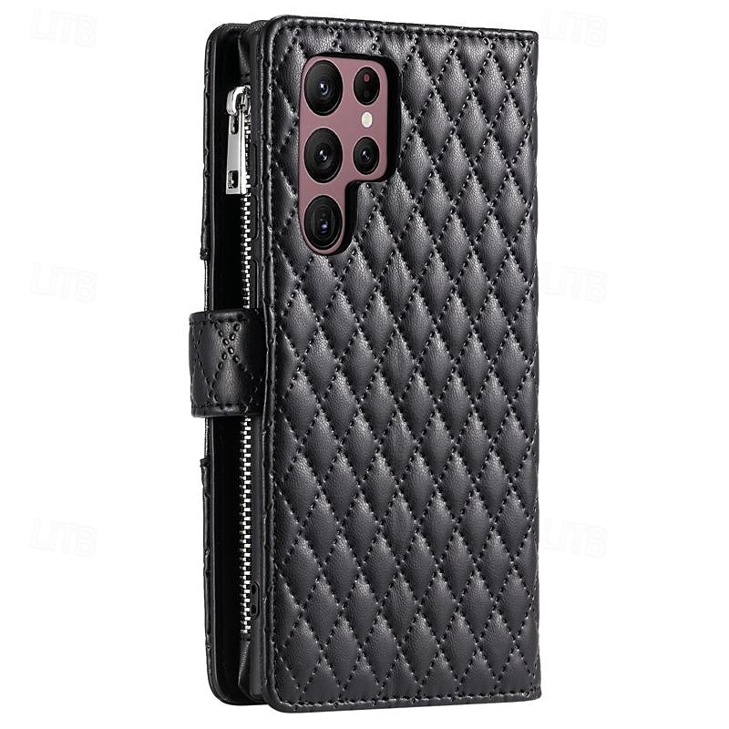 телефон Кейс для Назначение SSamsung Galaxy S24 S23 S22 S21 S20 Ultra Plus FE A54 A34 A14 S25 Ультра Кошелек для карт Молния с ремешком на запястье Откидная подножка Геометрический рисунок ТПУ Кожа PU 2025 - $22.99 –P9