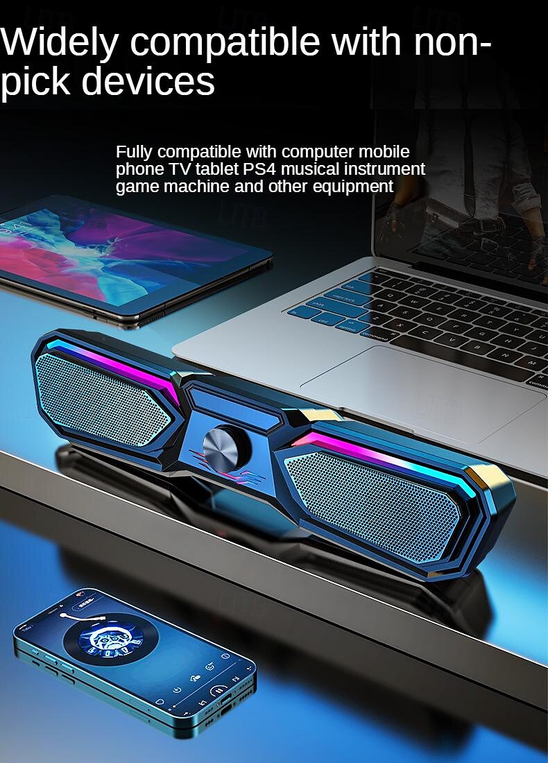 Wireless bluetooth speaker multimedia computer speaker RGB wired subwoofer sound bar suitable for PC notebook desktop speakers 2025 - $38.99 –P9