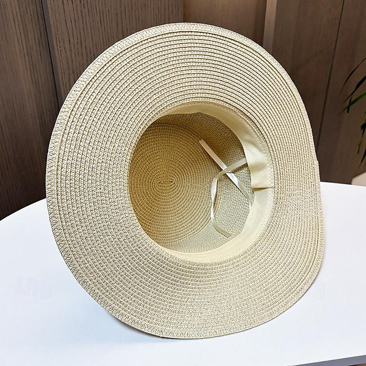 Fascinátory Klobouky Doplňky do vlasů akryl / bavlna Sláma Slamák Sluneční klobouk Dovolená Plážové Elegantní Jednoduchý S Mašličky Křišťály Přílba Pokrývky Hlavy 2025 - $23.99 –P2