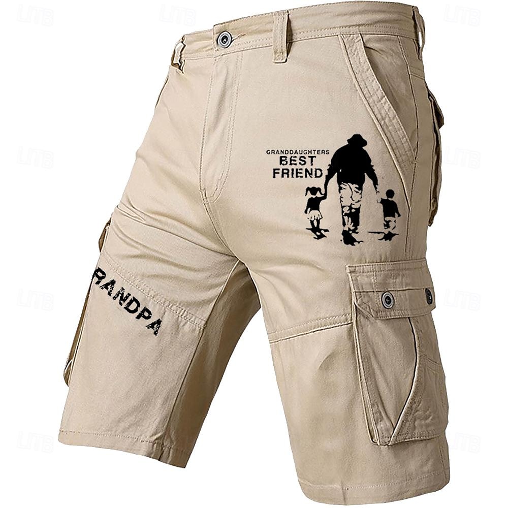 isänpäivä papa paidat isoisä print miesten cargo shortsit puuvilla kiristysnyöri klassinen cargo stretch short useilla taskuilla urheilu ulkoilu muotisuunnittelija shortsit 2025 - $33.99 -P1