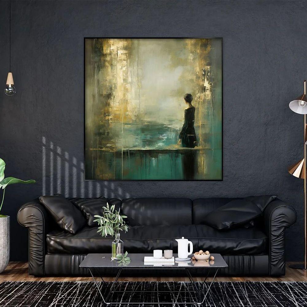 Peinture à l'huile faite à la main sur toile, décoration murale, figure de femme rétro, paysage abstrait doré pour la décoration intérieure, peinture roulée sans cadre, non étirée de 2026 ? $67.99 –P1