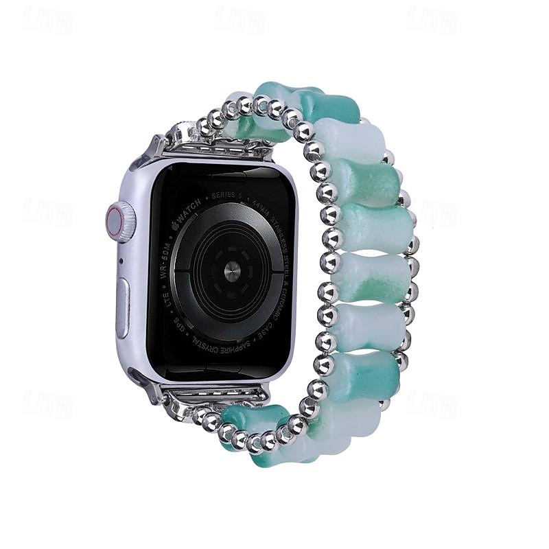 Pulseira de joias Compatível com Pulseira Apple Watch 38mm 40mm 41mm 42mm 44mm 45mm 49mm Com Miçangas Ajustável Respirável Resina pulseira de substituição para iwatch Ultra 2 Series 9 8 7 SE 6 5 4 3 de 2025 por $14.99 –P12