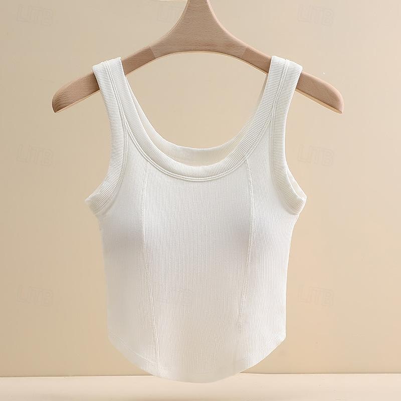 Canotta donna basic senza maniche top regolari girocollo nera bianca marrone grigia estate del 2026 a $21.99 –P7