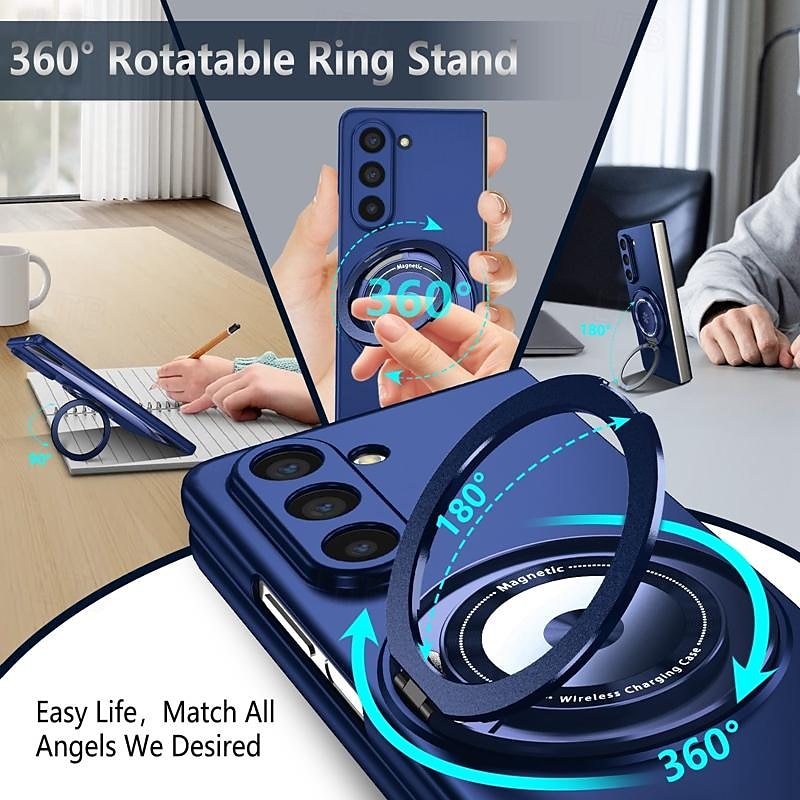 Phone Case For Samsung Galaxy Z Fold 7 Z Fold 6 Z Fold 5 Z Fold 4 Z Fold 3 Flip Cover Ring Holder Magnetic Support Wireless Charging Armor PC 2025 - $22.99 –P3