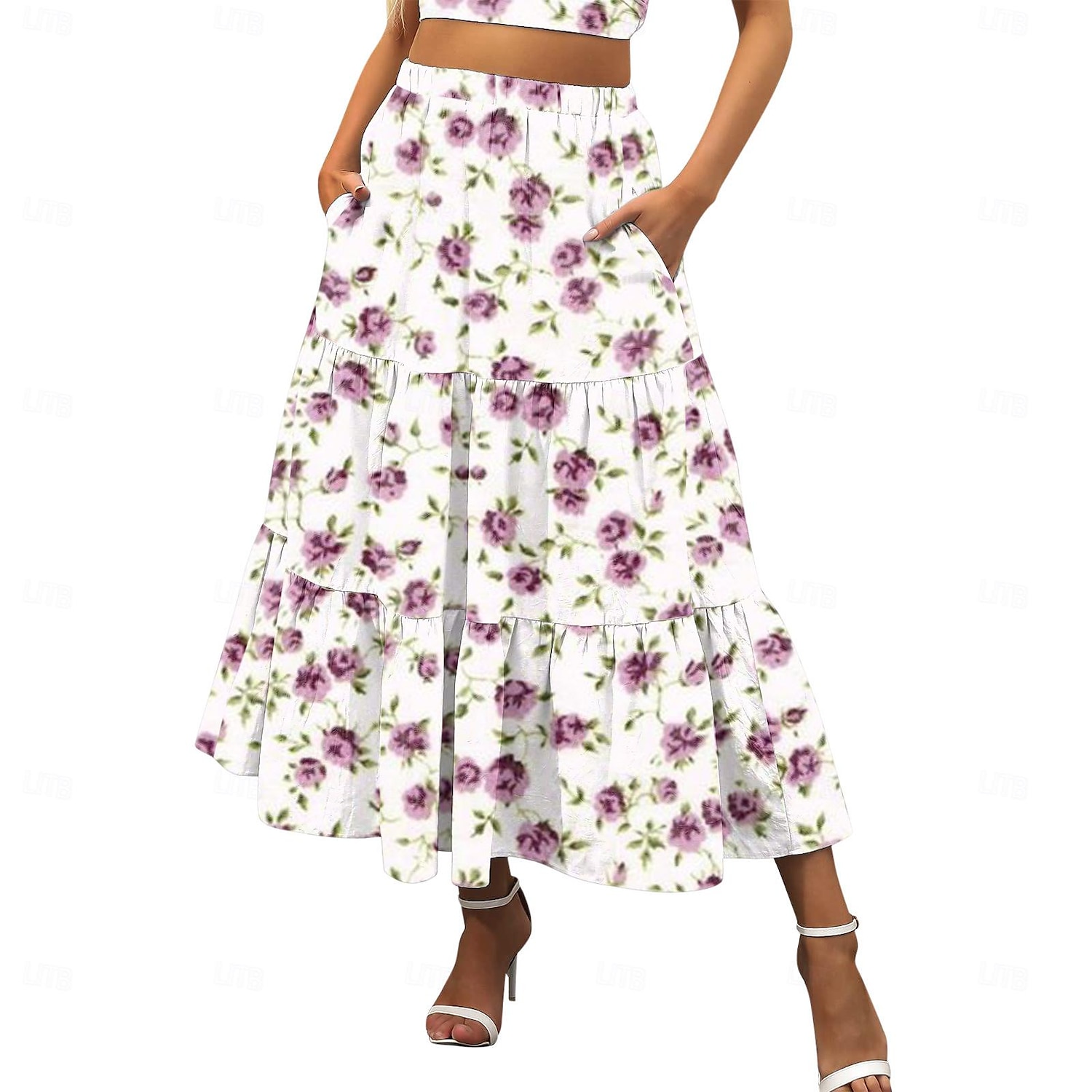 Women's Skirt A Line Swing Maxi Skirts Print Floral Holiday Vacation Summer Cotton Casual Boho Yellow Pink Red Navy Blue 2025 - $18.99 –P10