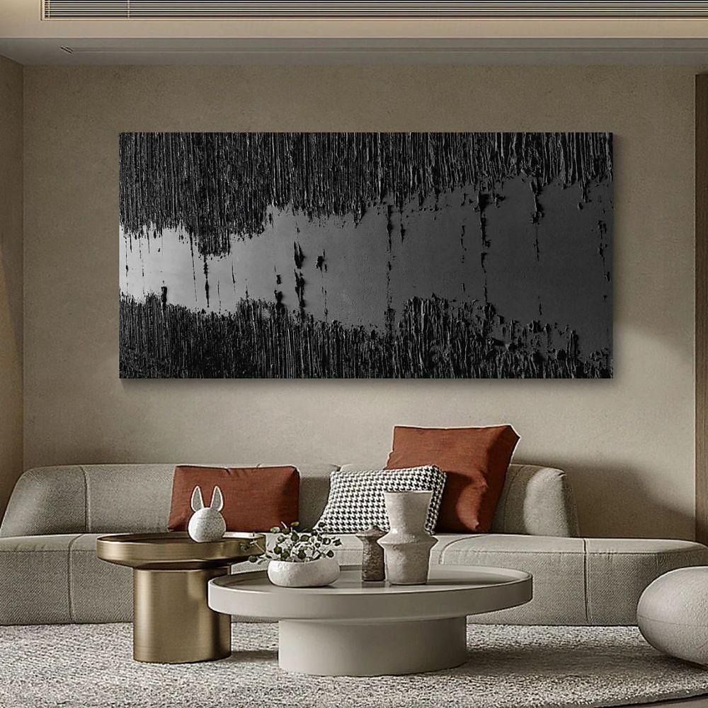 Handmade Oil Painting Canvas Wall Art Decoration Minimalist Black and White Abstract Texture Decorative Painting for Home Decor Rolled Frameless Unstretched Painting 2025 - $100.99 –P3