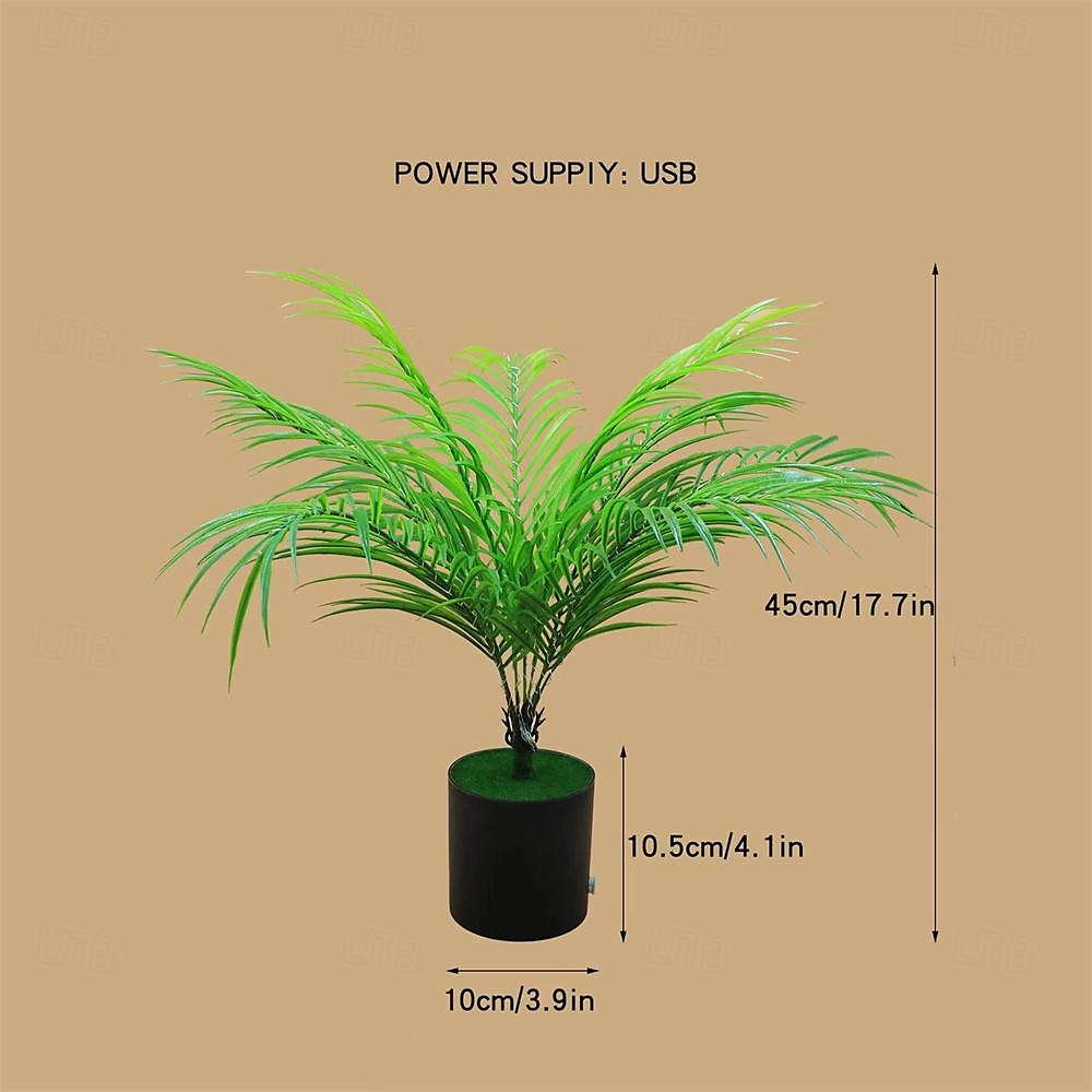 2025年 iree 鉢植えナイトライト 模造充電式 グリーン植物ライト USB プラグ LED 模造植物ナイトライト 暖かい光 寝室装飾  コレクション – $30.99 –P8