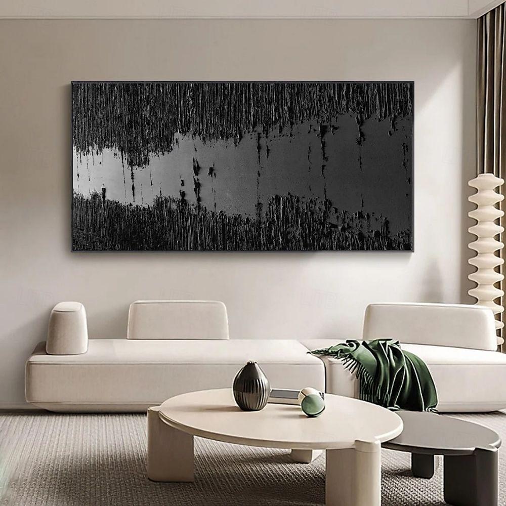 Handmade Oil Painting Canvas Wall Art Decoration Minimalist Black and White Abstract Texture Decorative Painting for Home Decor Rolled Frameless Unstretched Painting 2025 - $100.99 –P4