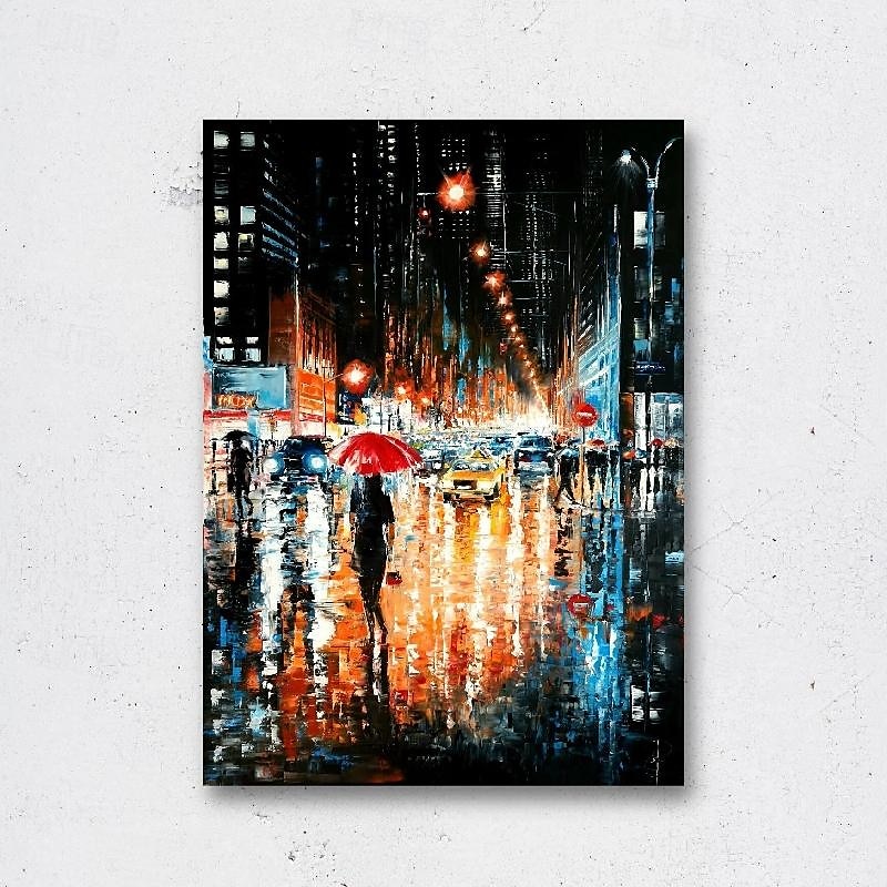 Cityscape Oil Painting handmade Textured Canvas Art Colorful Skyline painting hand painted Landscape Art Urban Street Scene Painting Modern art painting for Living Room Wall Decor 2025 - $69.99 –P4