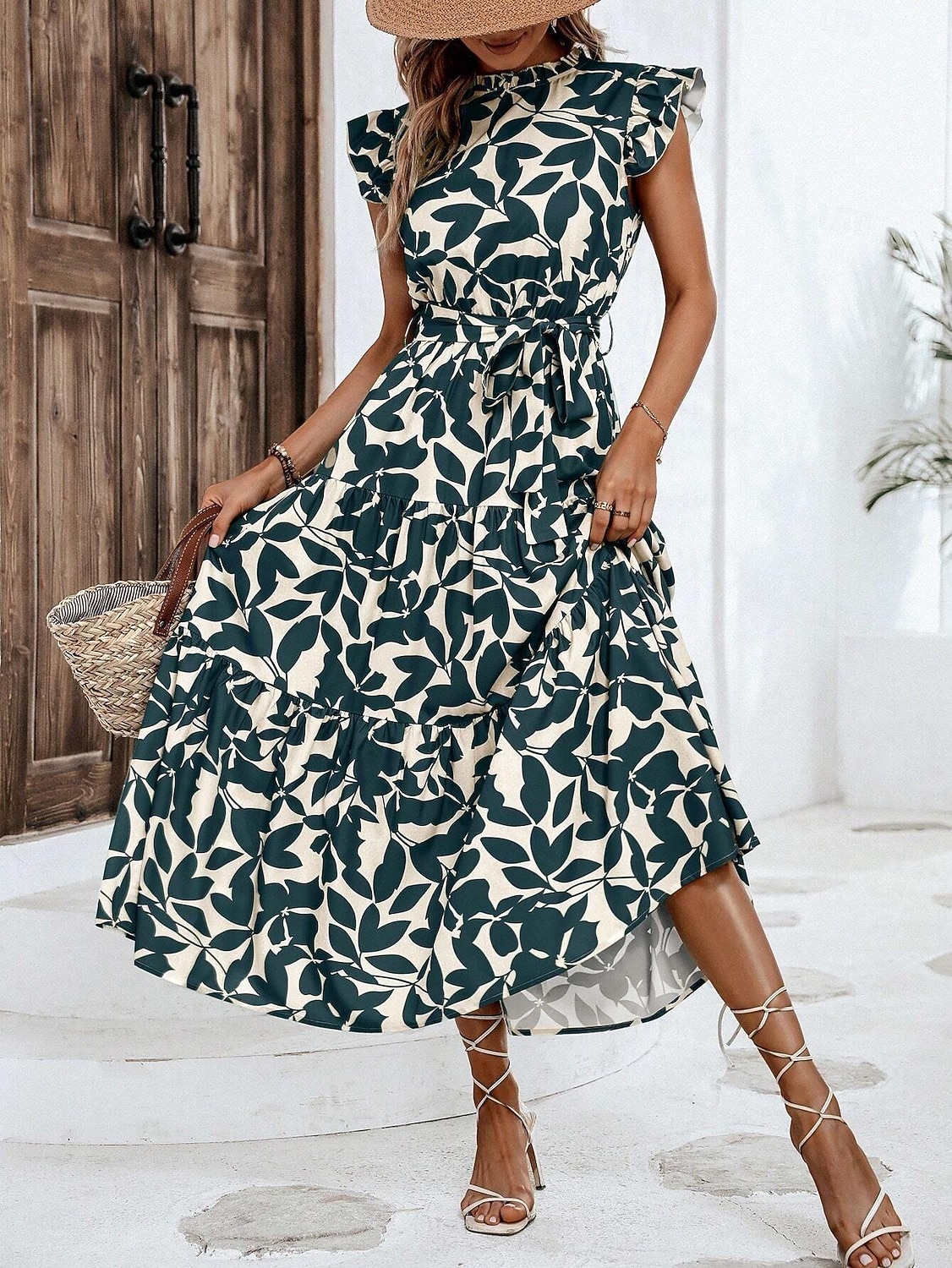 white christmas dresses Dreamy Muse Watercolor Chiffon Flowy Midi Dress main image 1