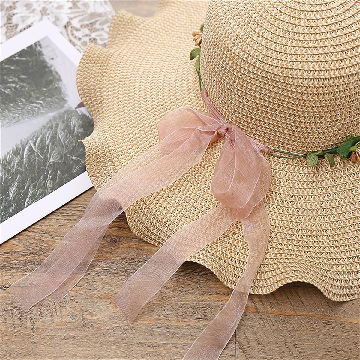 Women's Hat Sun Hat Portable Sun Protection Outdoor Holiday Beach Flower Pure Color 2025 - $9.49 –P7