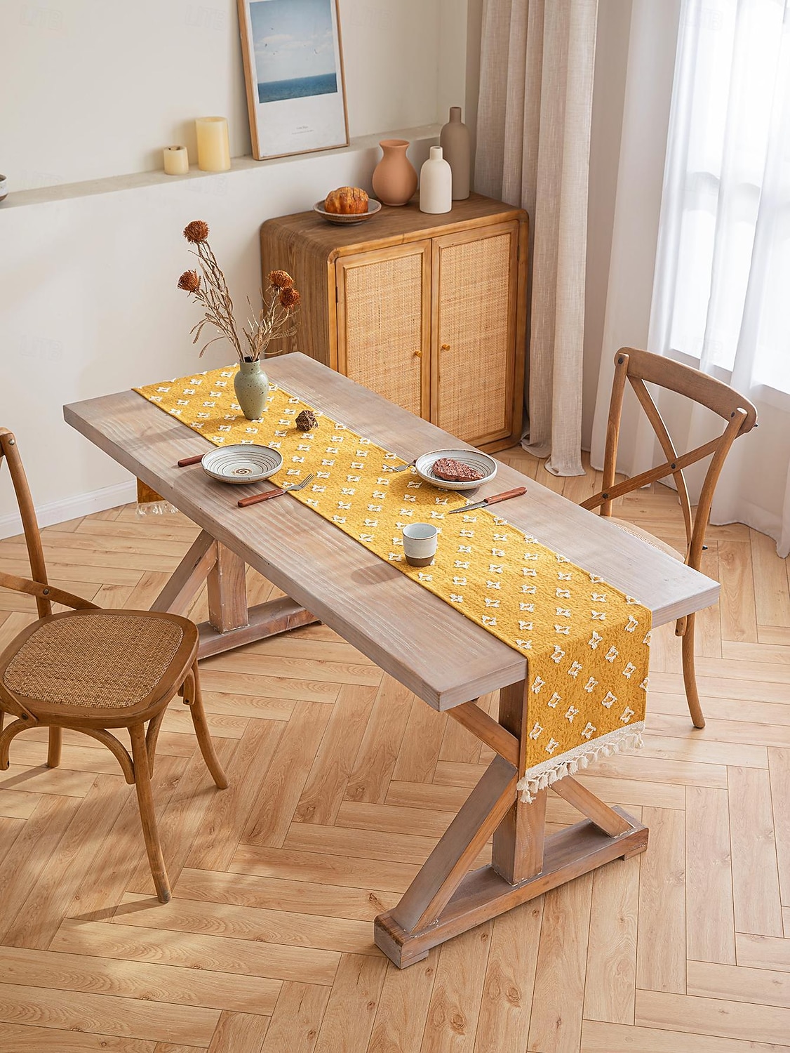 corredor de mesa com borlas apliques de estrela de primavera vintage francês country fazenda dupla camada de poliéster de 2026 por $20.99 –P1