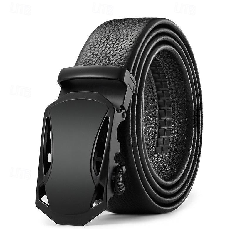 Men's Belt Faux Leather Belt Casual Belt Waist Belt Black 1# Black Iron Adjustable Plain Outdoor Daily 2025 - $8.49 –P1