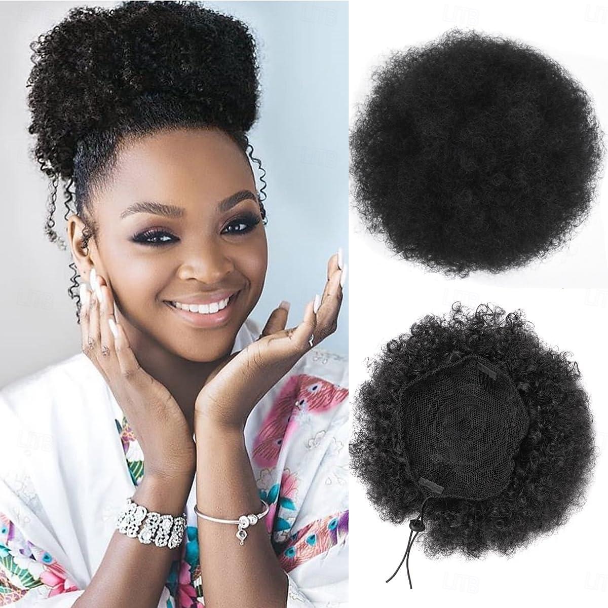 Queue de cheval bouffante avec cordon de serrage, extensions de cheveux synthétiques courtes, crépues et bouclées, postiches chignons pour femmes noires et filles de 2025 ? $10.49 –P7