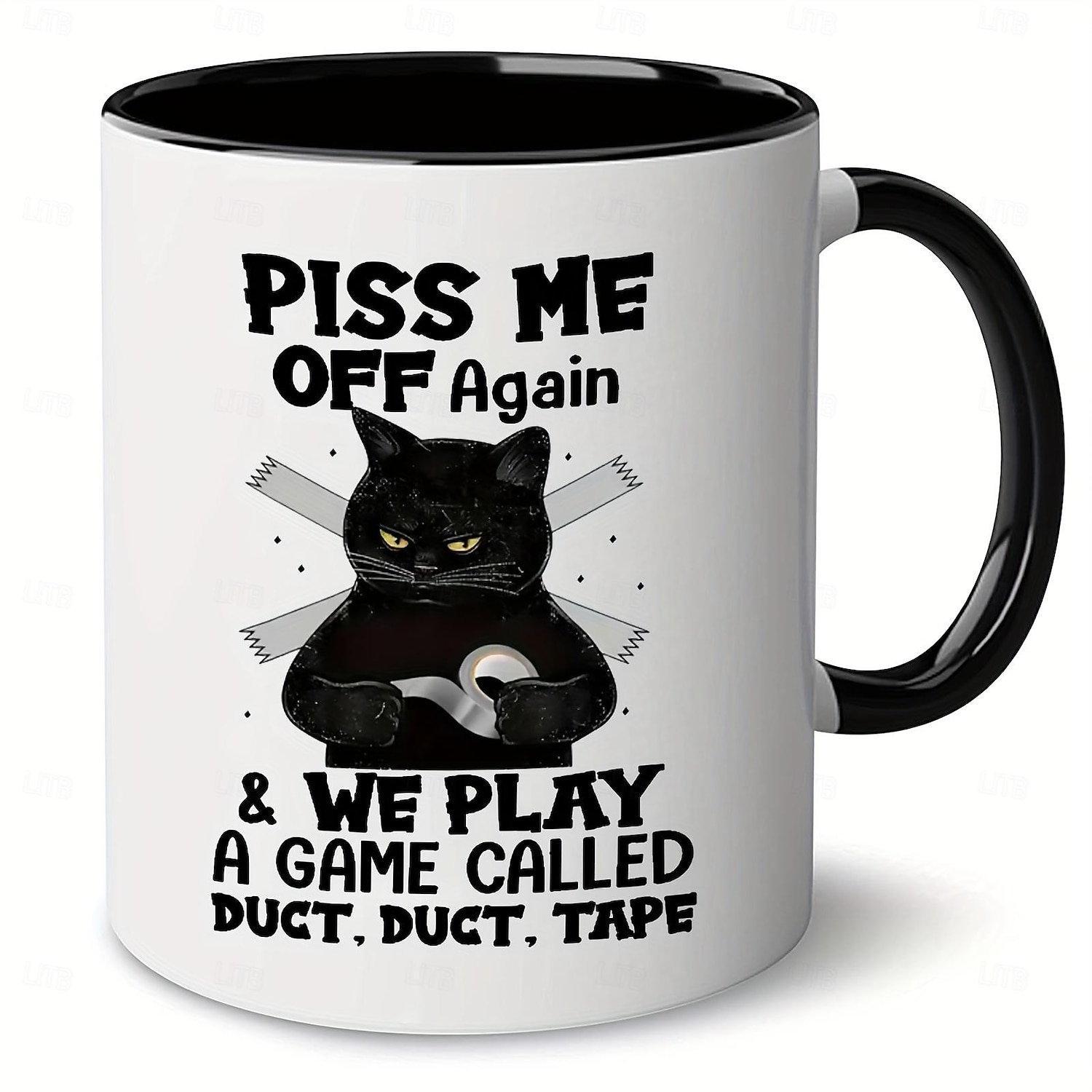 Tazza da caffè in ceramica da 1 pezzo da 11 once con design di gatto nero per uso domestico e in ufficio: regalo perfetto per gli amanti del caffè del 2025 a $9.99 –P3