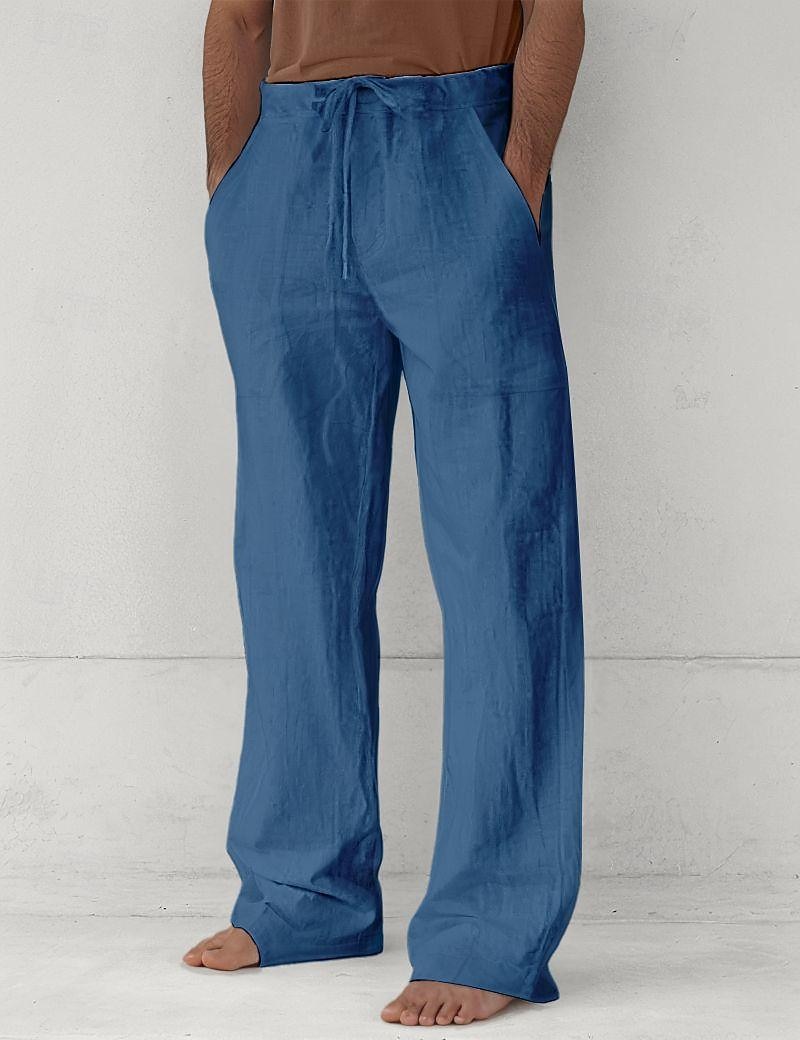 Herr Långbyxor Casual byxor Sommarbyxor Säckiga byxor Strandbyxor Snörning Framficka Rakt ben Slät Komfort Mjuk Fullängd Strand Yoga Helgdag Mode Hawaiisk Svart Vit 2026 - $25.99 –P16