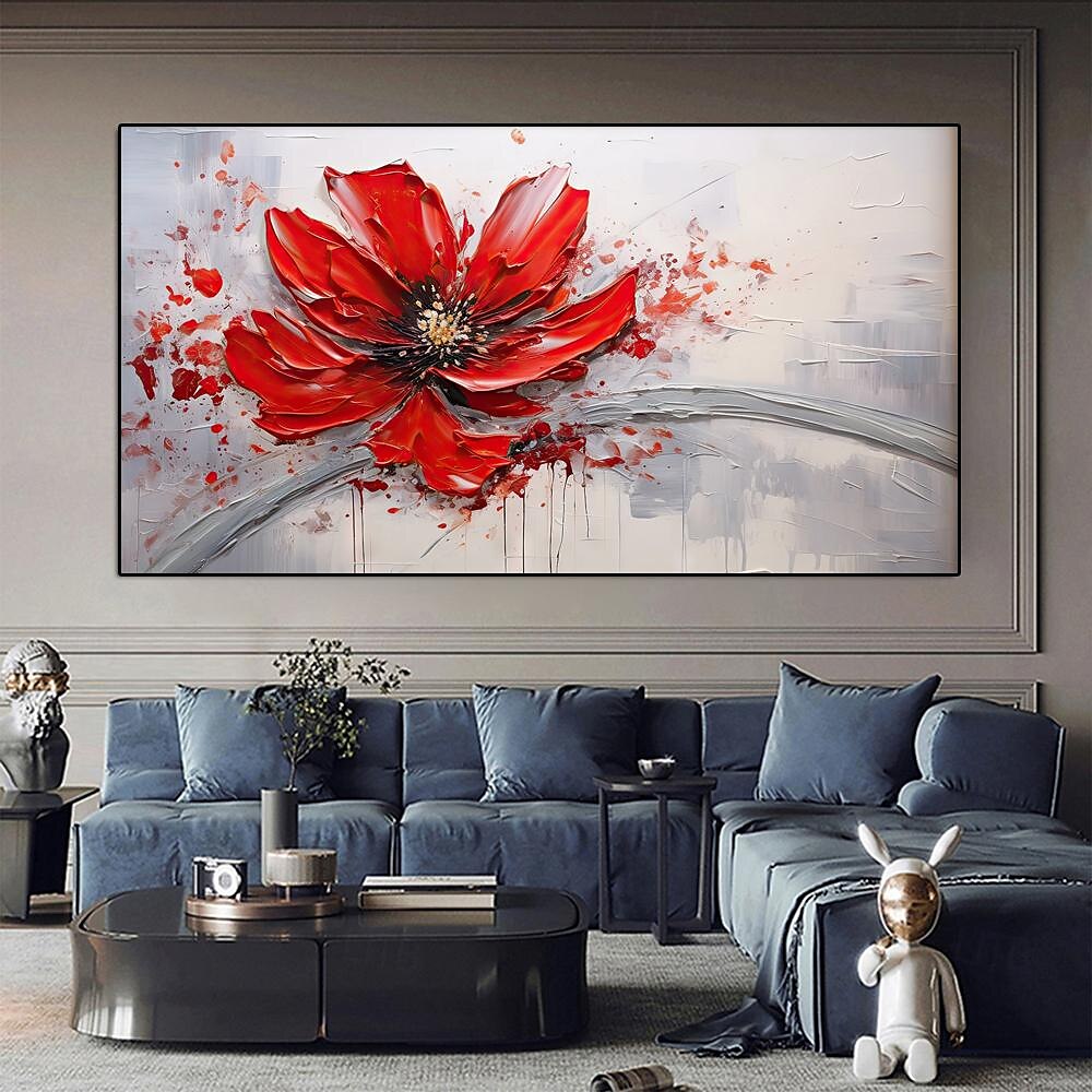 großes handgemaltes Blumenölgemälde auf Leinwand, goldrotes Blumengemälde, Wanddekor, abstraktes Texturblumengemälde, individuelles Blumenbaumgemälde, moderne Wohnzimmerdekoration 2025 - $66.99 –P1