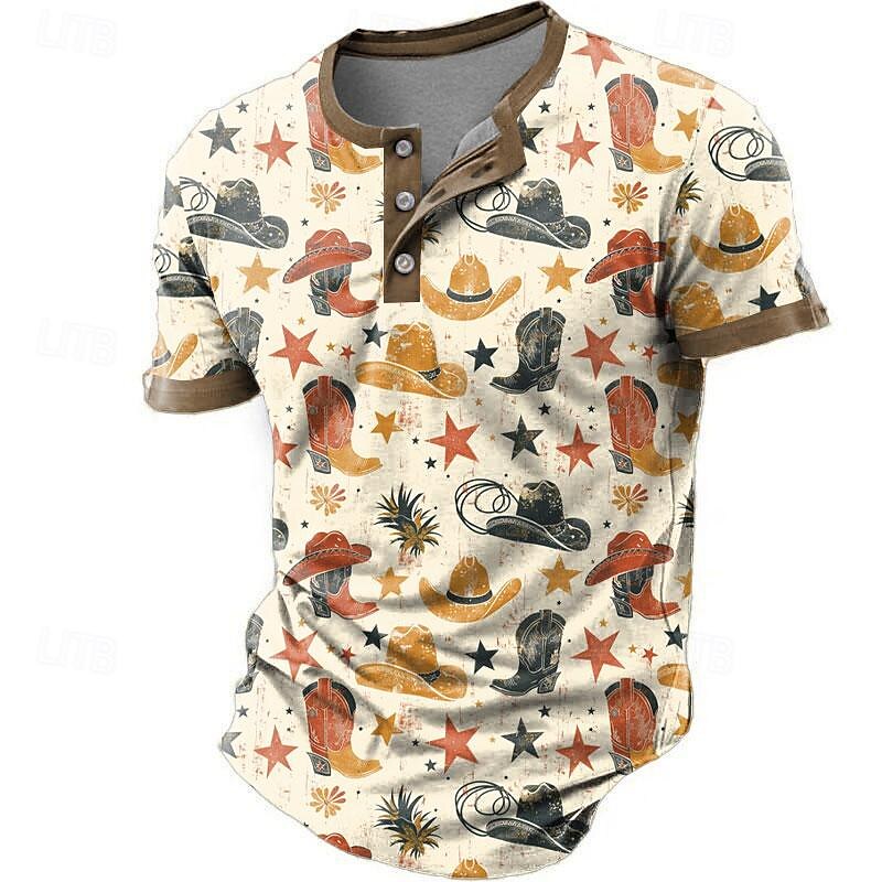 Carefree Interlude X Joshua Jo Men's Vintage Car 3D Printed Vacation Short Sleeve Button Henley Shirt Tee 2025 - $21.99 –P4