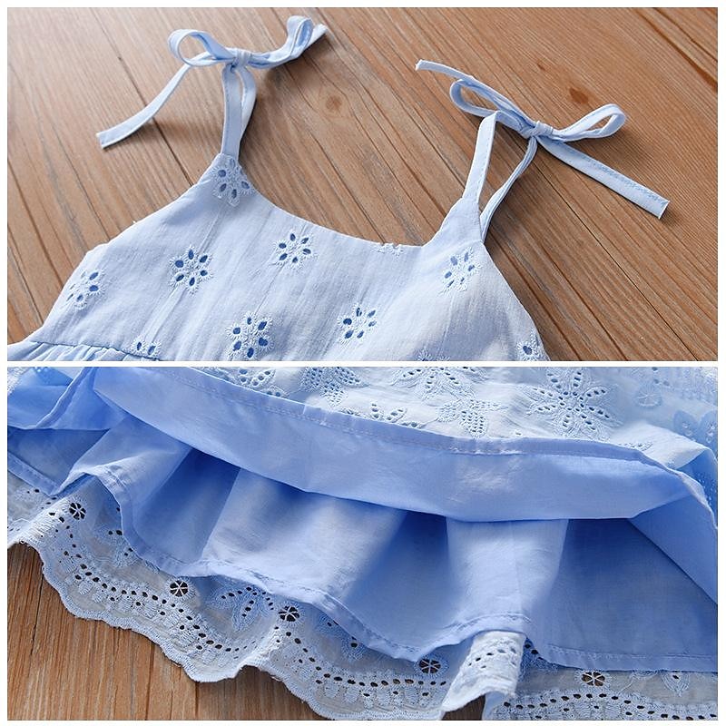 Niños Chica Vestido Color sólido Sin Mangas Fiesta Exterior Casual Moda Diario Poliéster Verano Primavera 2-13 años Rosa Azul cielo 2026 - $13.99 –P3