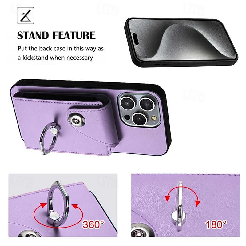 Phone Case For iPhone 16 iPhone 15 Pro Max Plus iPhone 14 13 12 11 Pro Max Plus Mini SE Back Cover with Stand Holder with Wrist Strap Card Slot Retro TPU PU Leather 2025 - $18.99 –P6
