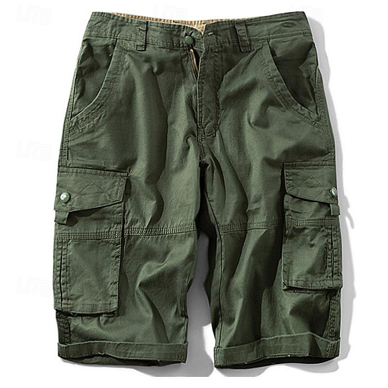 Men's Tactical Shorts Cargo Shorts Shorts Button Multi Pocket Plain Wearable Short Outdoor Daily Going out Fashion Classic Army Green Khaki 2026 - $25.99 –P1