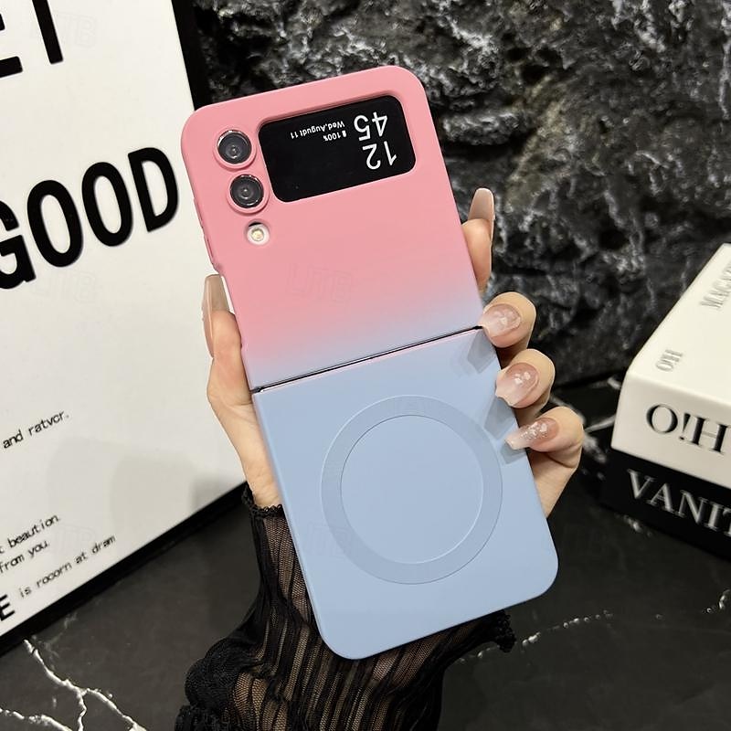 2025年 Samsung Galaxy Z Flip 6 Z Flip 5 Z Flip 4 Z Flip 3 用の電話ケース バックカバー ワイヤレス充電サポート ショックプルーフ カラーグラデーション TPU  コレクション – $12.99 –P2