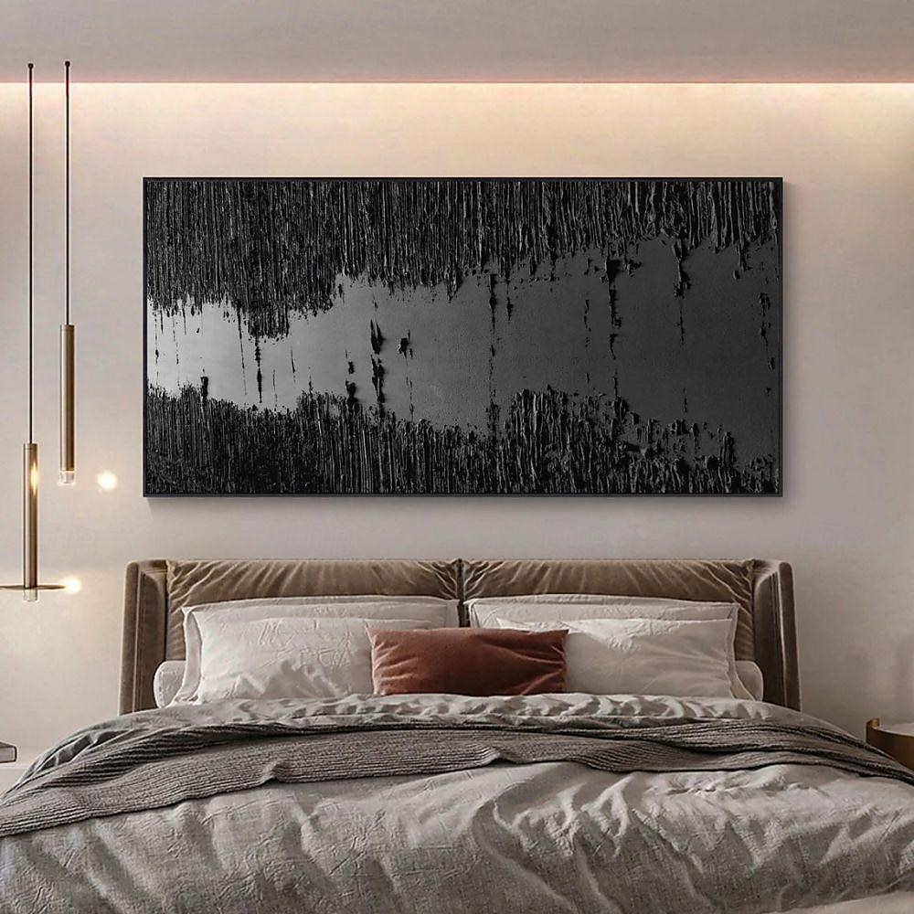 Handmade Oil Painting Canvas Wall Art Decoration Minimalist Black and White Abstract Texture Decorative Painting for Home Decor Rolled Frameless Unstretched Painting 2025 - $100.99 –P2
