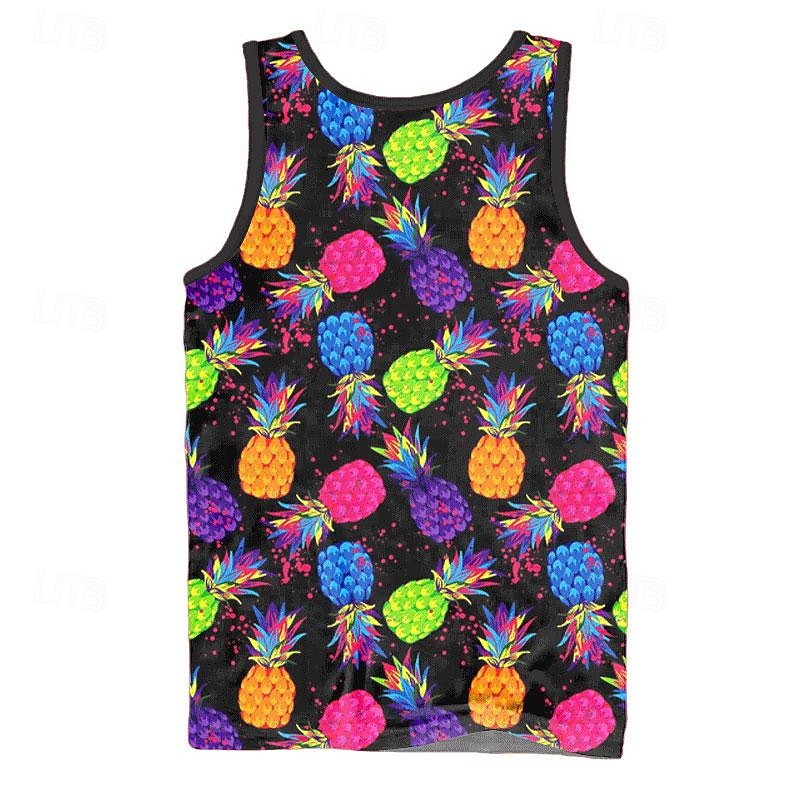 Homme Graphique Ananas Débardeur T-shirt sans manches pour hommes Sans manches T-shirt Impression 3D Col ras du cou Chemise Vacances Tropical Designer Soirée Quotidien Salle de sport Noir Printemps de 2025 ? $14.99 –P3