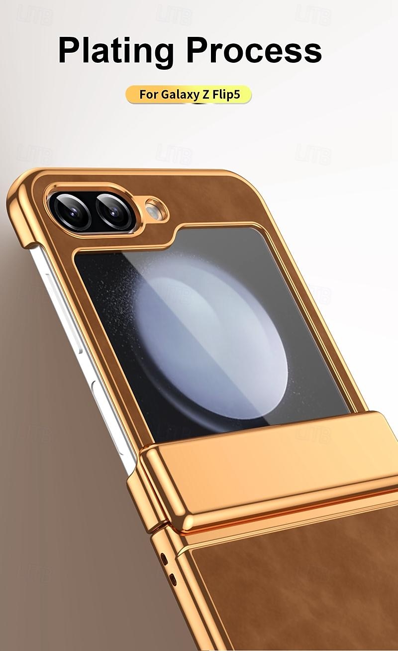 Phone Case For Samsung Galaxy Z Flip 6 Z Flip 5 Z Flip 4 Z Flip 3 Flip Cover Shockproof Retro Plating PC PU Leather 2025 - $23.99 –P5