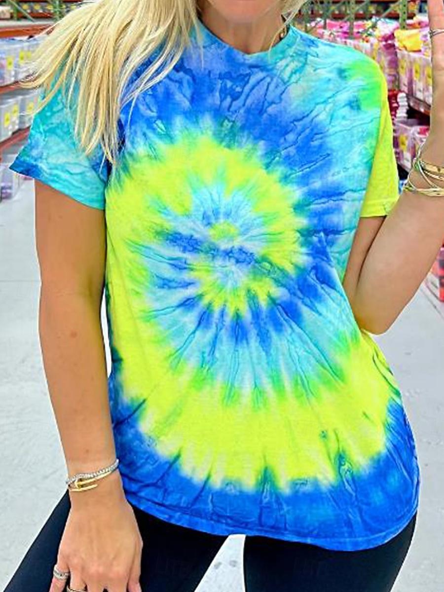 Γυναικεία Μπλουζάκι Δετοβαμένο Στυλάτο Κοντομάνικο Στρογγυλή Ψηλή Λαιμόκοψη Κανονικά μπλουζάκια Διακοπές Πράσινο του τριφυλλιού Καλοκαίρι 2026 - $22.99 –P3