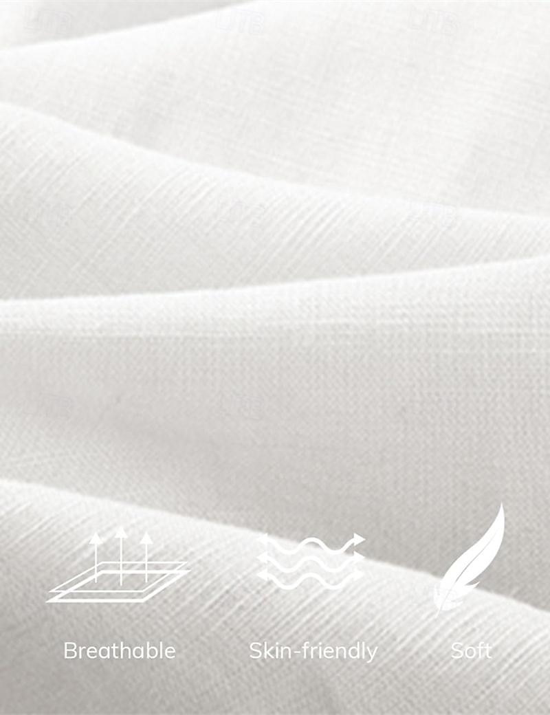 Per uomo Camicia camicia di lino Camicia con colletto a fascia Camicia estiva Abbigliamento mare Camicia hawaiana Tinta unica Strada Giornaliero Nero Bianco Blu Arancione Manica corta A fascia del 2026 a $8.49 –P9