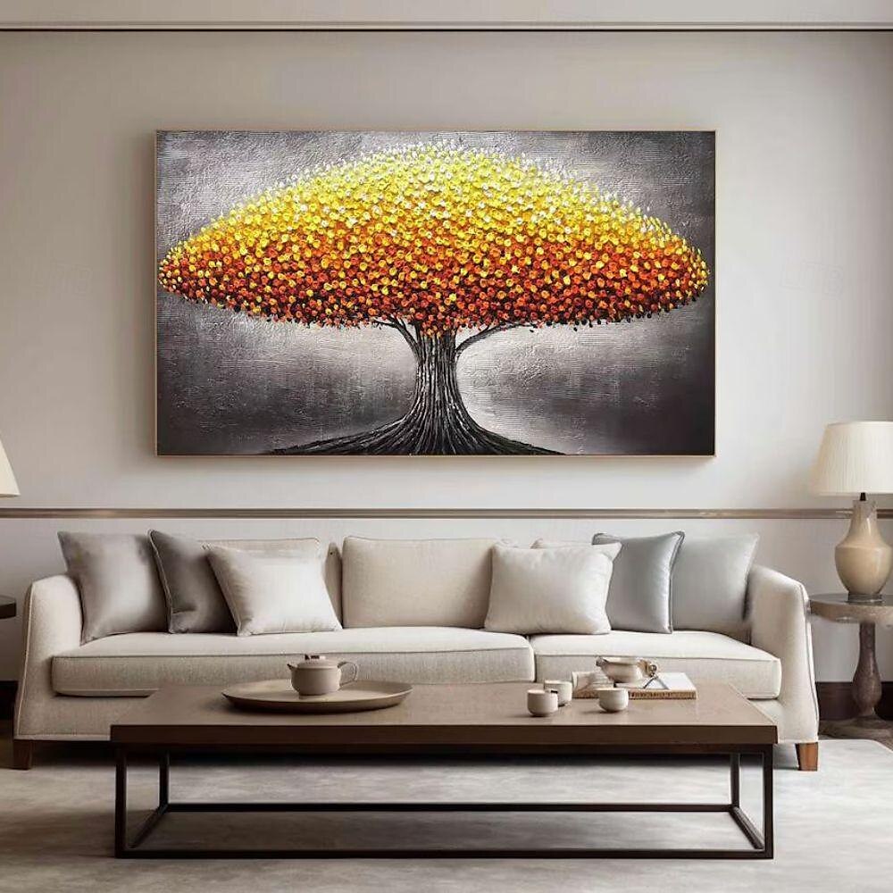 handgemaakt olieverfschilderij canvas muurkunst decoratie modern abstract 3d paletmes groen geldboom voor huisdecoratie gerold frameloos ongerekt schilderij 2025 - $100.99 –P10