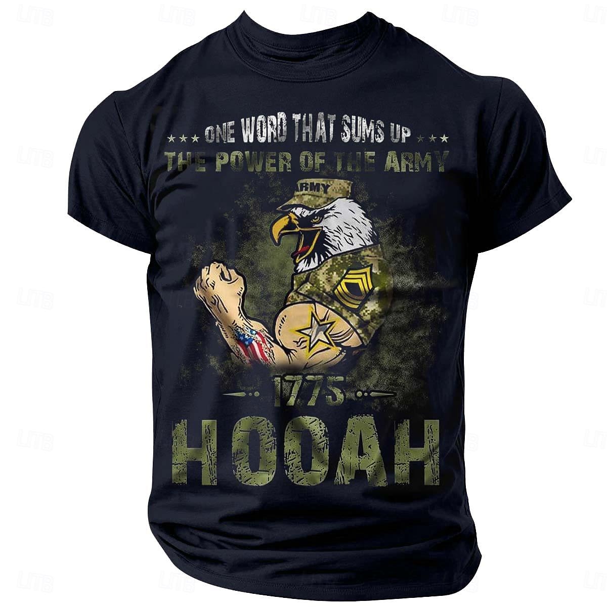 Hombre Refranes y citas Bandera estadounidense EJÉRCITO impresión de letras Camiseta Camiseta superior 100% Algodón Manga Corta Gráfico Camisa Negro Azul Oscuro Camiseta cómoda Calle Deporte Ropa de 2025 - $15.99 –P1