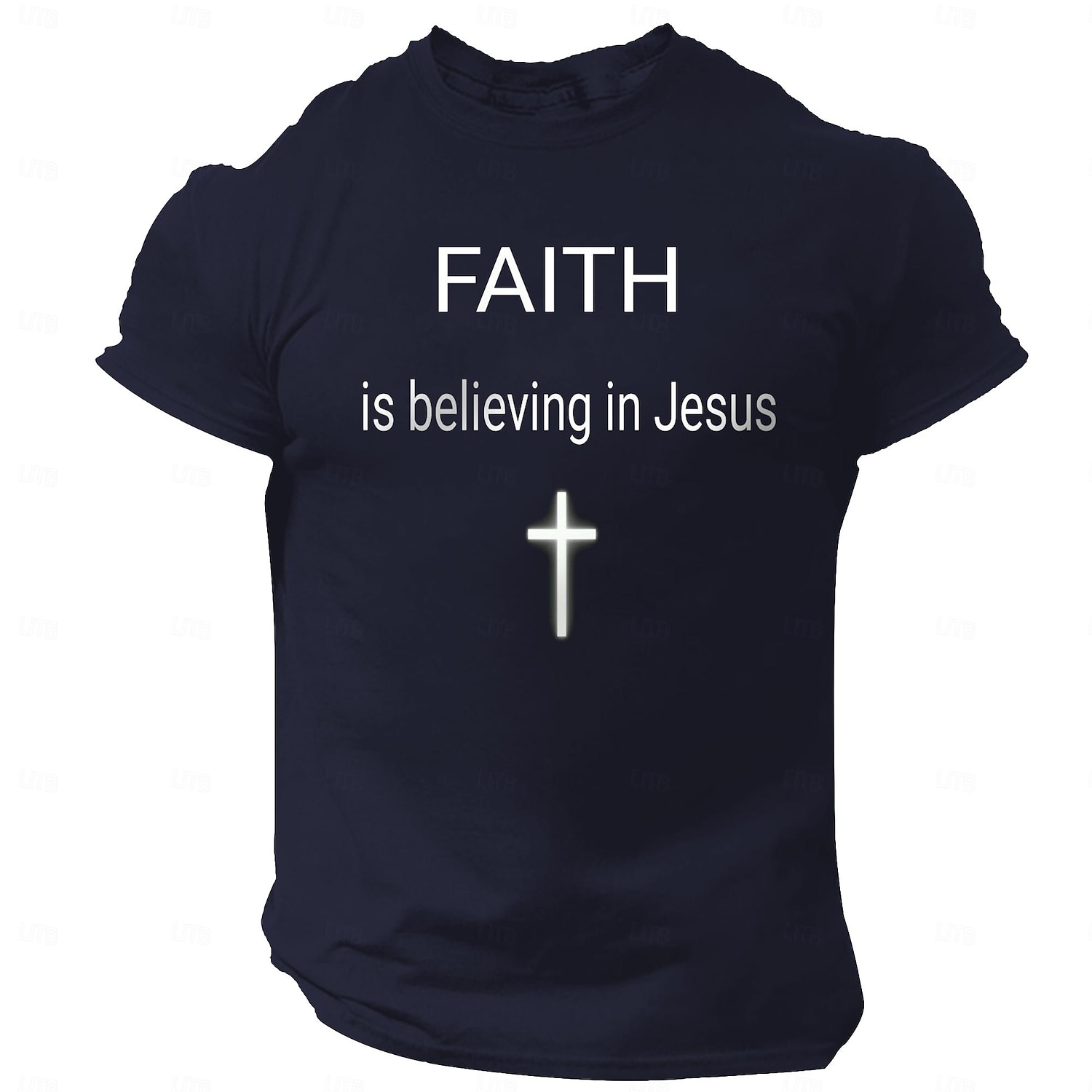 Herren T-Shirt Glauben an Jesus Kreuz Grafikdesign - Christlicher religiöser Lebensstil kurzärmliges Oberteil 2026 - $17.49 –P10