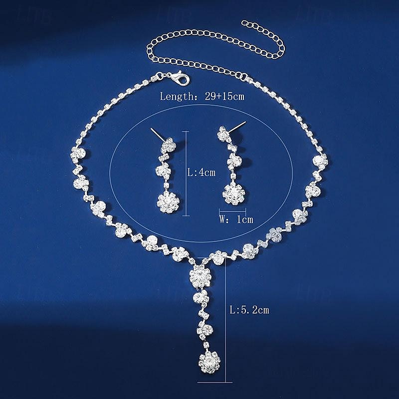 Sieradenset 3 stuks Legering Oorbellen Kettingen Dames Elegant Vintage Modieus meetkundig Geometrische vorm Sieraden set Voor Bruiloft Feest Vuosipäivä 2025 - $15.49 –P1