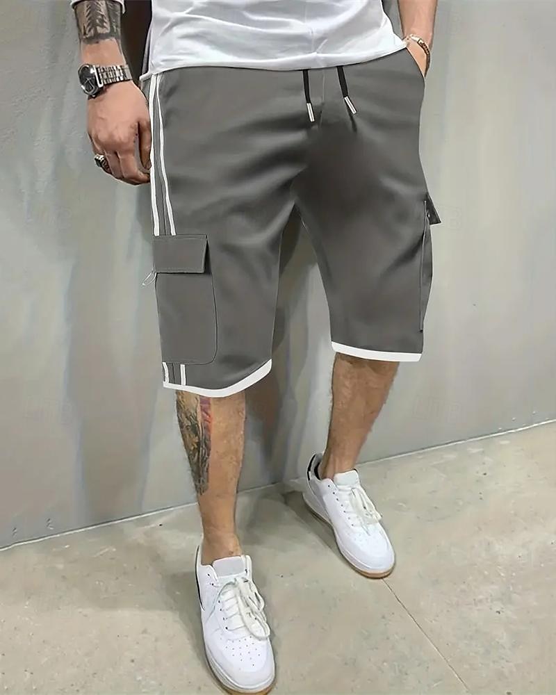Homens Bermuda Cargo Calção Com Cordão Cintura elástica Bolso multi Bloco de cor Vestível Curto Ao ar livre Diário Para Noite Moda Clássico Preto Cáqui de 2025 por $27.99 –P3