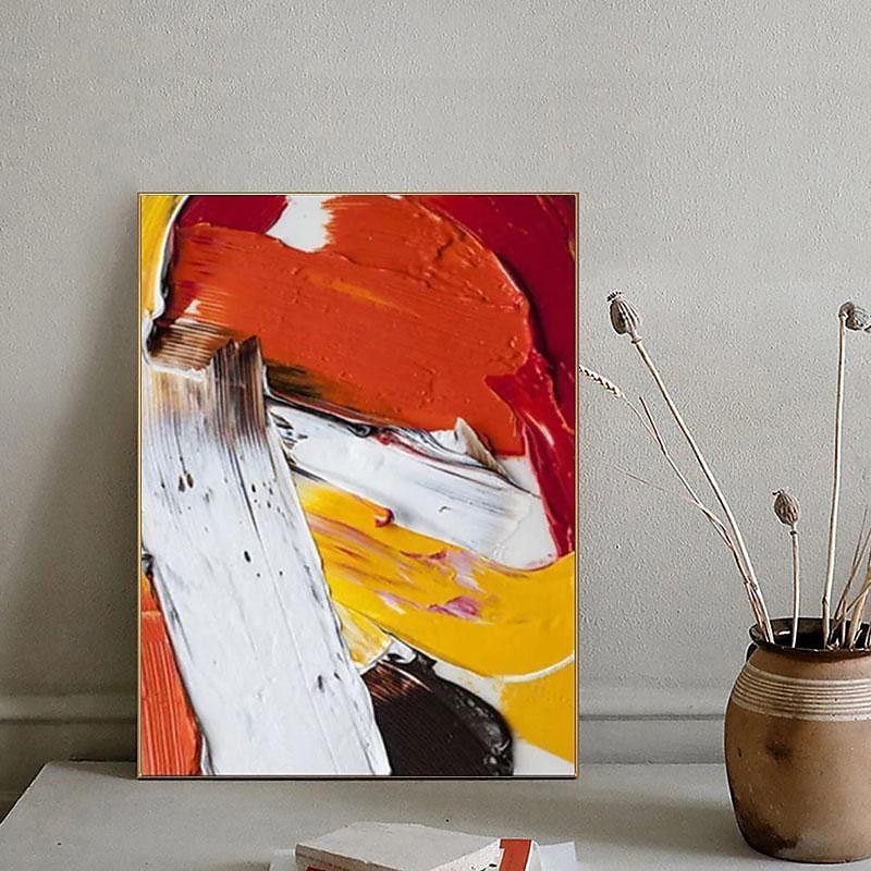 strukturierte handgemalte Leinwand gewickelt Ölgemälde Wandkunst orange weiß schwarz abstrakte Leinwand Malerei modernes Kunstwerk Öl Hand Malerei Home Interior Rahmen fertig zum Aufhängen 2025 - $131.99 –P10