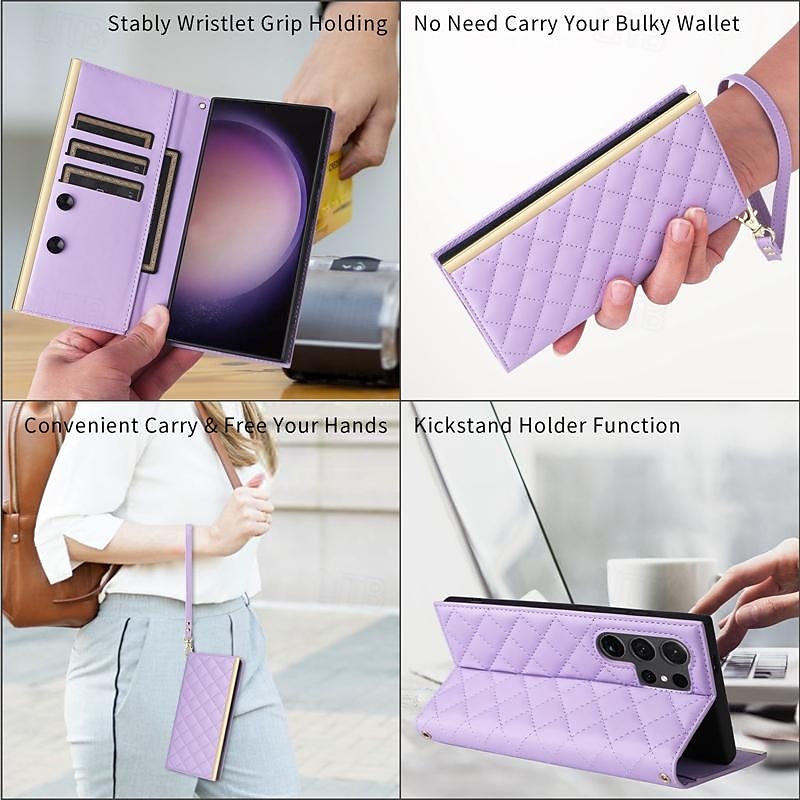 телефон Кейс для Назначение SSamsung Galaxy S24 S23 S22 S21 S20 Ultra Plus FE S10 S9 Plus S25 Ультра Кошелек для карт с ремешком с ремешком на запястье Откидная подножка Геометрический рисунок 2025 - $21.99 –P7