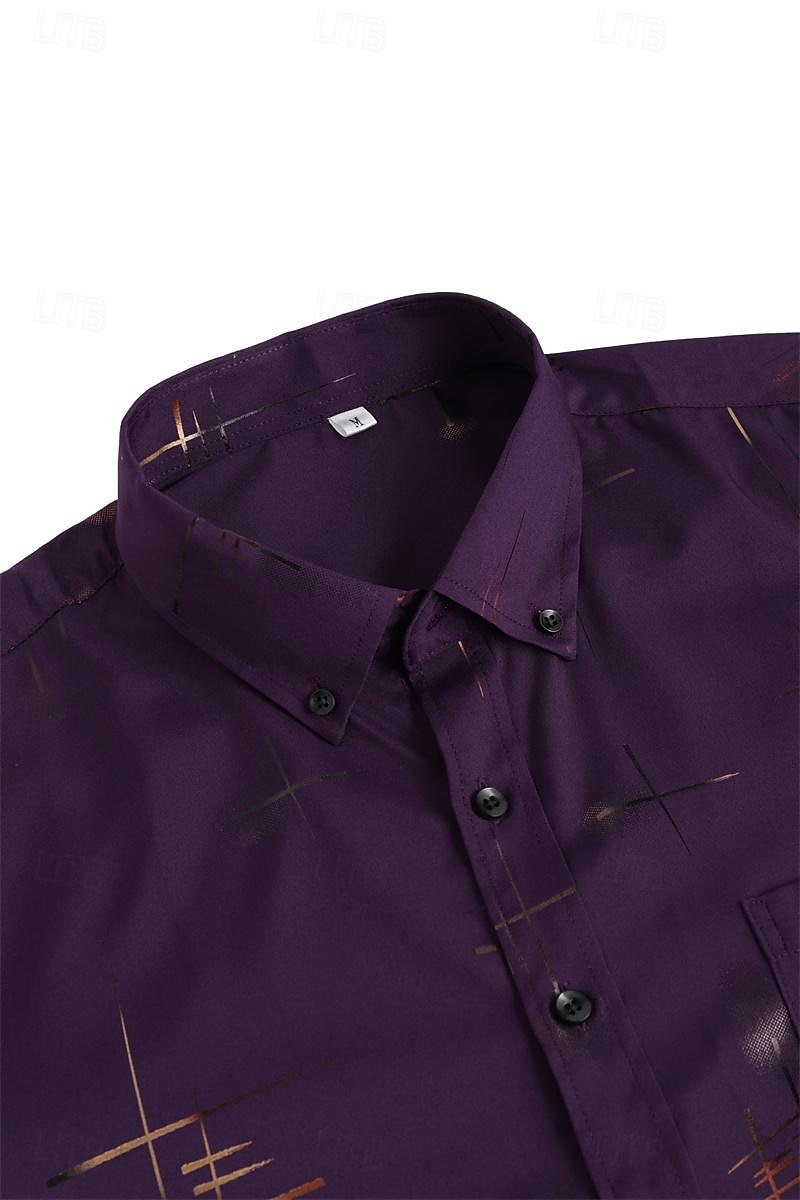 Herren Kleidhemd Durchgeknöpft Hemd Bügelfreies Hemd Kragenhemd Stretch Tartan Hochzeit Arbeit Wein Schwarzgrau Schwarz Weiß Langarm Quadrathals Ganzjahres Bekleidung 2025 - $25.99 –P1