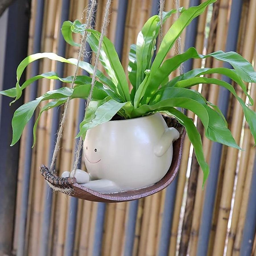 1 pot de plante suspendu unique en résine avec tête pivotante pour plantes succulentes, pot de fleurs suspendu, pot de fleurs, hamac, petits pots de fleurs en résine pour plantes d'intérieur et de 2025 ? $18.99 –P1