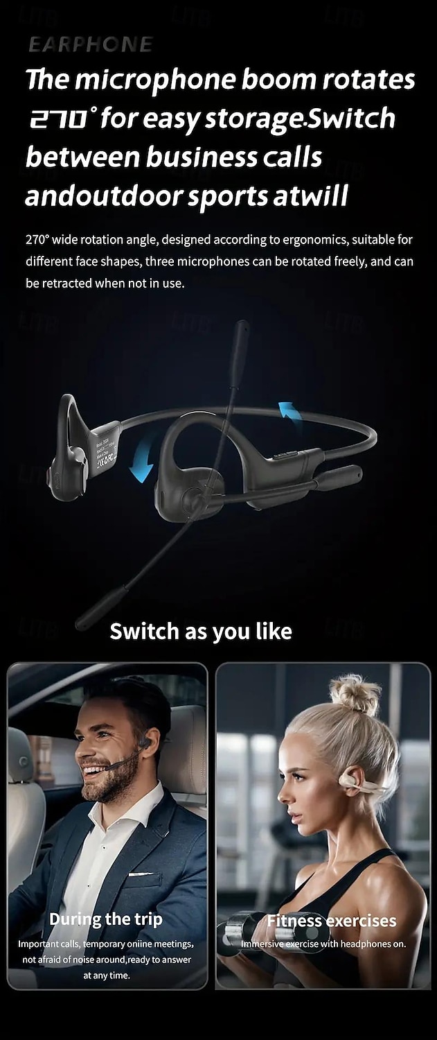 2024 Latest Original ENC Air Conduction Headset Open-Ear StereoWireless Headset With Air-Canceling Boom Microphone OnlineMeeting/Online Teaching/Office Home Business/Driving 2025 - $63.99 –P5