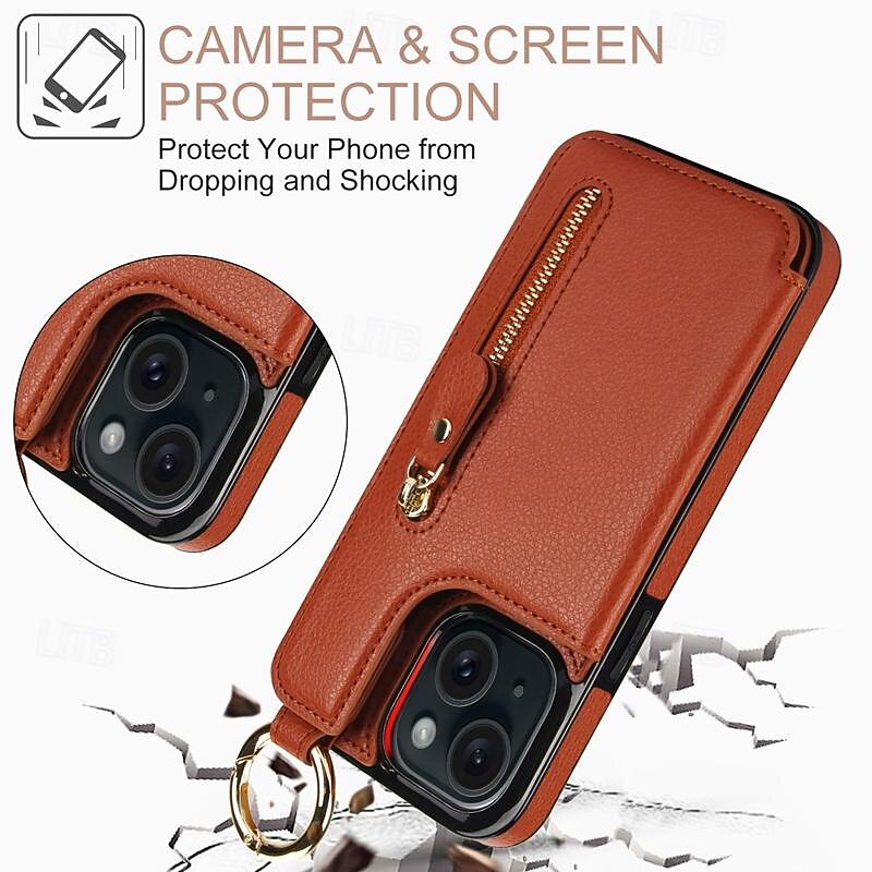 Phone Case For iPhone 16 15 14 Pro Max Plus 13 12 11 Pro Max Mini Wallet Case Zipper Kickstand Card Slot Retro TPU PU Leather 2025 - $15.99 –P3