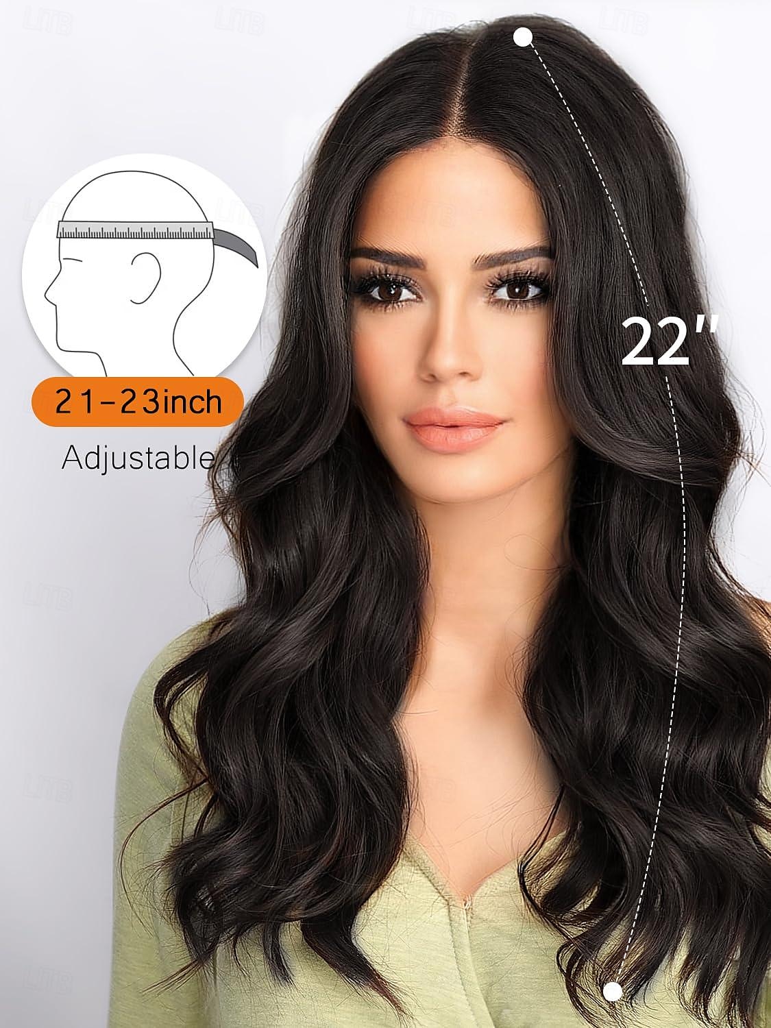 Zwarte pruiken met pony voor vrouwen Lang golvende pruiken met gordijnpony Natuurlijke pruik Hittebestendig Charmant synthetisch haar voor dagelijks feestgebruik 22 inch 2025 - $18.99 –P3