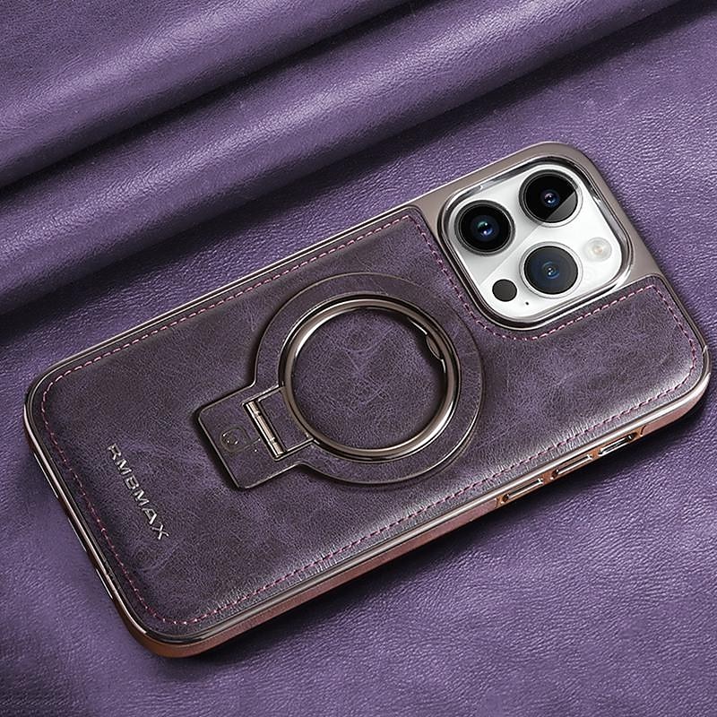 Чехол для телефона для iPhone 16 iPhone 15 Pro Max iPhone 14 13 12 11 Pro Max Plus задняя крышка с кольцевым держателем магнитная поддержка беспроводной зарядки ретро натуральная кожа нержавеющая 2025 - $27.99 –P18