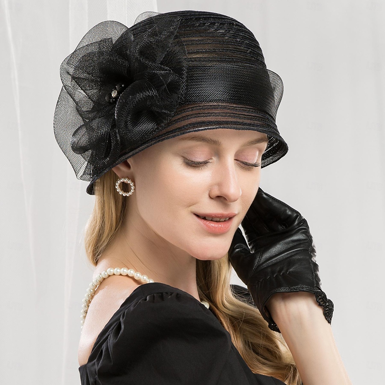 Hatter Fiber Bøttehatt Solhatt Bryllup Te Fest Elegant Bryllup Med Blomster Perledetaljer Hodeplagg Hodeplagg 2025 - $35.99 –P3
