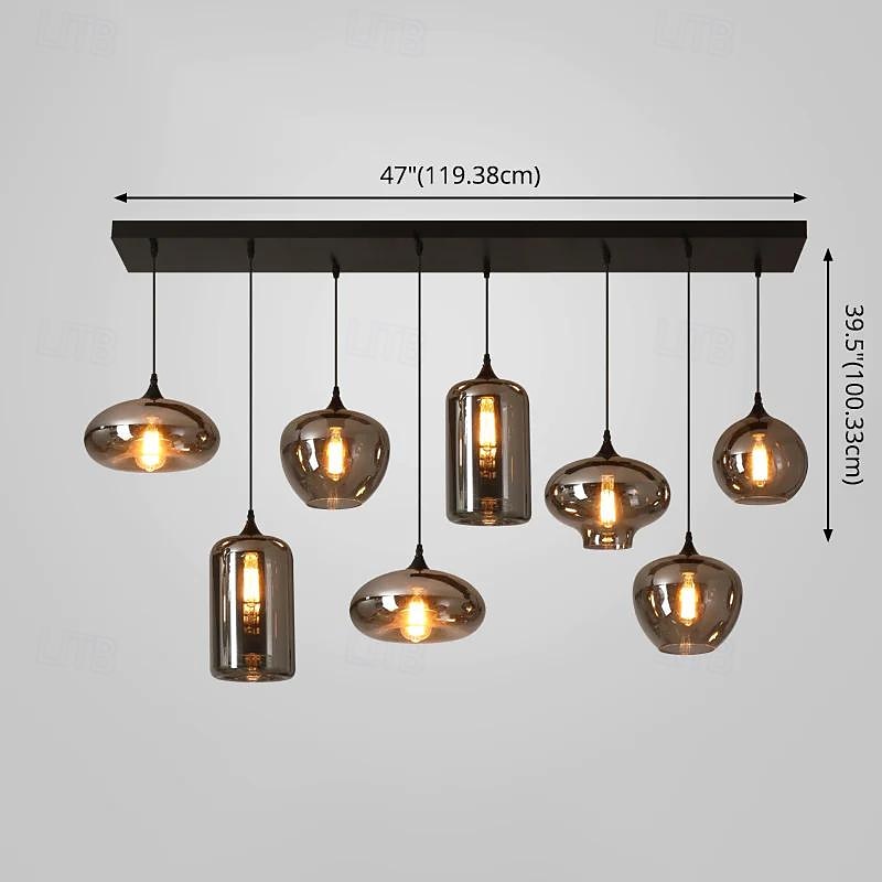 led kroonluchter eilandlicht 1/3/6/8/10/12 hoofden warm licht 25cm nordic restaurant creatieve persoonlijkheid lange lijn gerookte glazen lampen eetkamer woonkamer 110-240v 2026 - $866.99 –P10