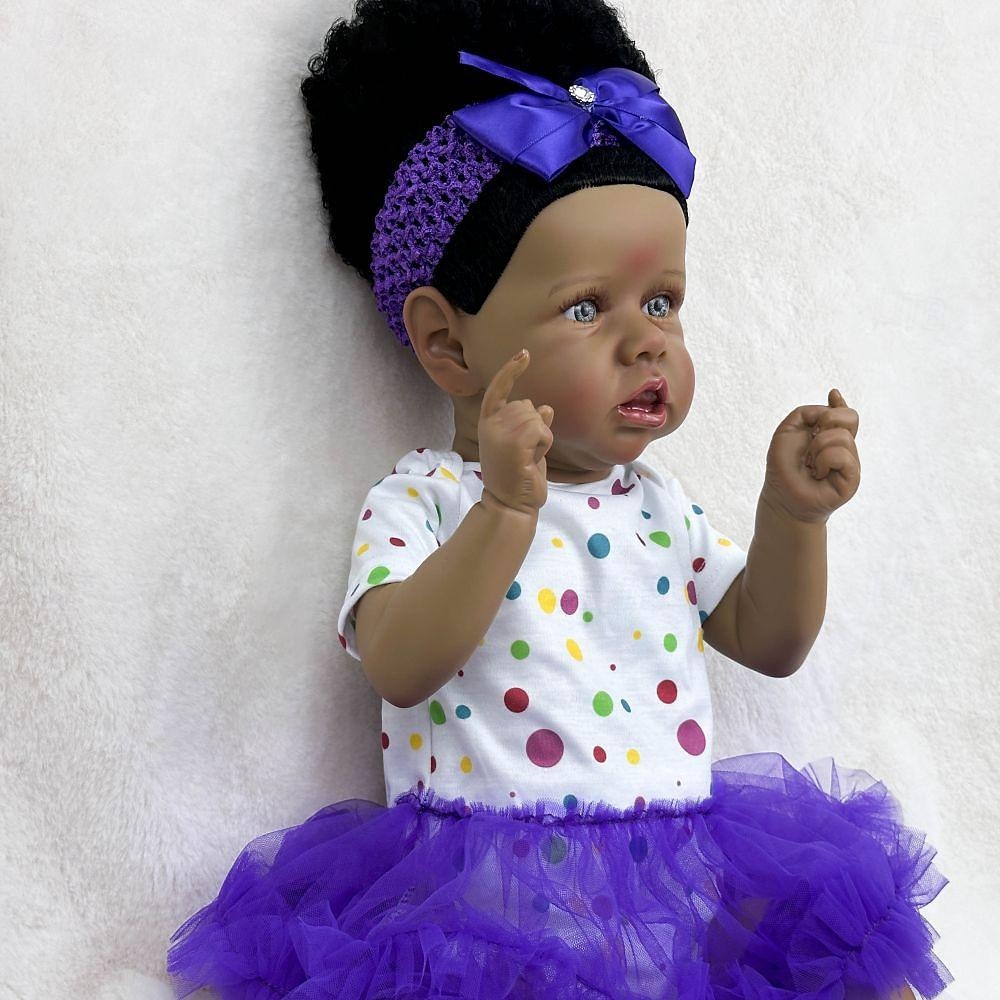 22 tum Svarta dockor Reborn-dockor Baby- och småbarnsleksak Docka Återfödd bebisdocka Spädbarn Babyflickor Afrikansk docka Återfödd bebisdocka Saskia Nyfödd levande Gåva Handgjord Ogiftig Vinyl 2025 - $166.99 –P4