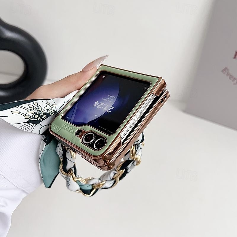 τηλέφωνο tok Για Samsung Galaxy Z Flip 6 Z Flip 5 Z Flip 4 Z Flip 3 για γυναίκες κορίτσι με λουράκι καρπού Ανθεκτική σε πτώσεις TPU Μεταλλικό PU δέρμα 2025 - $22.99 –P17