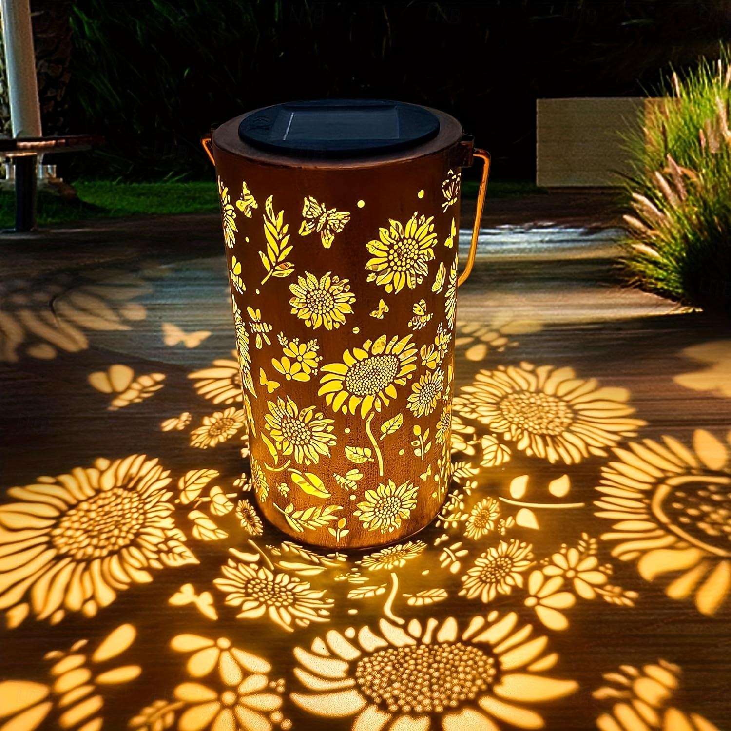 1pc Solar Outdoor Hanging Lanterns, Sunflower Element Solar Lights, Outdoor Waterproof Garden Lights, Metal Lanterns, Solar Table Lamps LED Lights Suitable for Gardens, Courtyards, Lawns, Aisles 2026 - $23.99 –P1