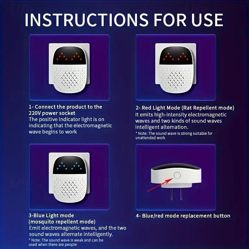 High-Power Acoustic Pulse Ultrasonic Mouse & Mosquito Repeller – Indoor Insect Deterrent Device for Home Protection 2025 - $15.99 –P4